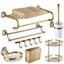 GobekUsa Bronze Bathroom Hardware Set - Shelf, Towel Rack, Toilet Brush Holder, Soap Dish