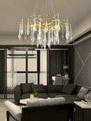 GobekUsa Large Droplet Crystal Chandelier: Modern Bedroom & Restaurant Pendent Lamp