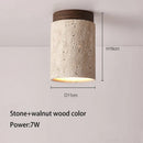 GobekUsa Japanese Style Stone Wood Round LED Ceiling Lamp for Living Room and Corridor