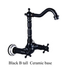 GobekUsa Brass Ceramic Wall Mount Faucet for Bathroom Washbasin - Double Handle Cold Hot Water