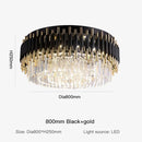 GobekUsa Gold Black Crystal Ceiling Chandelier - Round LED Pendant for Living Room Lighting