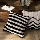 GobekUsa Geo Knit Stripe Woven Square Pillow 45x45cm Black Ivory Insets