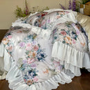 GobekUsa French Flowers Lace Ruffles Princess Bedding Set with 1000TC Egyptian Cotton