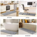 GobekUsa Grey Plaid Kitchen Rug Blue Lattice Long Absorption Doormat in Striped Design