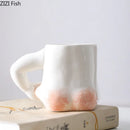 GobekUsa Creative Pinch Belly Ceramic Cup Set for Dining Table Coffee Milk Tea Juice