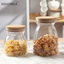 GobekUsa Glass Airtight Canister with Wood Lid - Food Storage Solution for Kitchen
