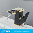 GobekUsa LED Waterfall Bathroom Sink Faucet Hot Cold Mixer Tap Deck Mounted