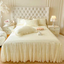 GobekUsa Cotton Lace Princess Bed Sheet Set with Solid Color Bedspread