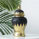 GobekUsa Elegant Golden Porcelain Jar for Home Decoration and Storage