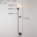 GobekUsa Black Green Marble Wall Lamp Sconce with Copper Acrylic Lampshade