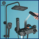 GobekUsa Black Piano Digital Shower System with Intelligent Brass Faucets and White Rainfall Shower