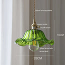 GobekUsa Green Glass LED Pendant Lamp with Copper Wood Handle for Modern Nordic Home Decor