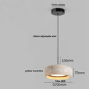 GobekUsa LED Pendant Lamp Black Iron Wabi Sabi Hanging Light - Yellow Travertine