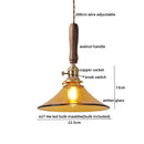 GobekUsa Amber Glass LED Pendant Light with Walnut Handle for Dining Living Room