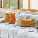 GobekUsa Cotton Diamond Cushion Cover in Mustard Orange Beige for Living Room Sofa Bed