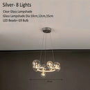 GobekUsa Glass Chandelier Lamp Kitchen Island Hanging Light Black Gold Silver G9 LED