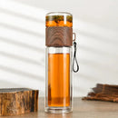 GobekUsa 400ML Double-Layer Glass Tea Infuser Bottle - High Borosilicate Tumbler Set