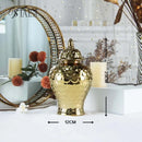 GobekUsa Geometric Golden Porcelain Jar - Home Decor Vase & Storage Tank