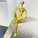GobekUsa Golden Figures Sculpture: Modern Desk Ornament for Room Aesthetics