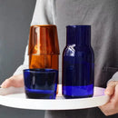 GobekUsa Glass Teacup Set & Pitcher Combo - Heat-Resistant Juice Cup Drinkware in Blue