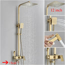 GobekUsa Brushed Gold Shower Faucet Set: Adjustable Height 4-Function Mixer Bathtub Tap