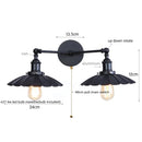 GobekUsa Industrial Retro LED Wall Lamp with Two Heads and Pull Chain Switch