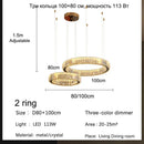 GobekUsa Golden Crystal Chandelier: Nordic Modern Luxury LED Hanging Halo for Living Room