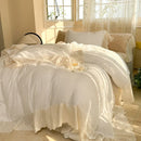 GobekUsa Lace Ruffles Princess Wedding Bedding Set in Pure Cotton Skin-friendly Fabric
