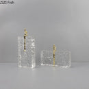 GobekUsa Golden Thinker Ice Crystal Sculpture: Abstract Figure on Crystal Base