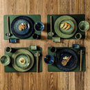 GobekUsa Ceramic Dinnerware Set - Japanese-Inspired Kiln Change Plates and Bowl