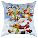 GobekUsa Christmas Pillowcase Deer Santa Tree Bear Print Cushion Cover