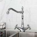 GobekUsa Antique Brass Dual Handle Swivel Sink Faucet Rotated Mixer Tap