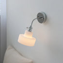 GobekUsa Adjustable Arm LED Wall Light Fixture with Pull Chain Switch, White Glass