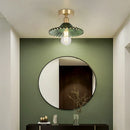 GobekUsa Green Glass Copper Ceiling Light Fixture Balcony Kitchen Modern LED Lamp