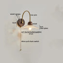 GobekUsa LED Wall Sconce Pull Chain Switch Modern Stair Lights Glass Wood
