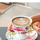 GobekUsa Lily Flower Tea Set with Spoon - High-end Porcelain Cup Saucer Mug