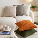 GobekUsa Cable Knit Cotton Pillow Cover Soft Ivory Burnt Orange 45x45cm 50x50cm 60x60cm