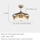 GobekUsa Copper Bronze Ceiling Fan Light Remote Control 6-speed Reversible Silent Design