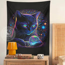 GobekUsa Black Cat Tapestry: Trippy Magic Crystal Ball Wall Art for Boho Home Decor
