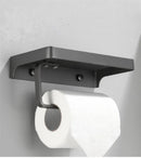 GobekUsa Aluminum Gray Bathroom Paper Roll Holder with Phone Shelf, Tissue Box Rack