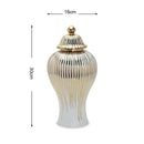 GobekUsa Gold Striped Ceramic Jar Vase Hand-made Porcelain Home Decor Storage
