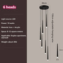 GobekUsa Loft Black LED Stair Chandelier for Modern Living Room and Restaurant