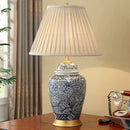 GobekUsa Blue Porcelain Table Lamp - Large Ceramic Lamp for Bedroom and Living Room