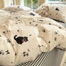 GobekUsa Grid Print Cotton Bedding Set for Single Double Beds