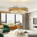 GobekUsa Gold Crystal Chandelier LED Ceiling Pendant Light - Luxurious Living Room Decor