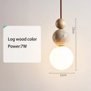 GobekUsa Cream Style LED Pendant Lamp for Bedroom, Stone Wood Design