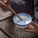 GobekUsa Chinese Orchid Dragon Bowl - Traditional Blue and White Porcelain Dessert Rice Bowl