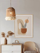 GobekUsa Boho Fringe Hemp Rope Tassel Pendant Light for Office Bedroom Living Room