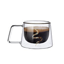 GobekUsa Glass Double Wall Coffee Mug with Handle, 200ml Heat-resistant Espresso Cup