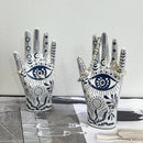 GobekUsa Ceramic Witch Palmistry Hand Jewelry Holder Stand Mystic Fortune Teller Figurine